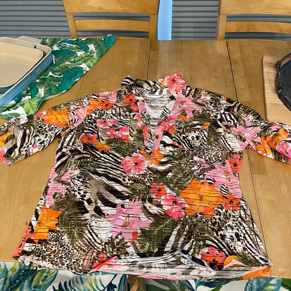 Lilly n leopard print blouse L